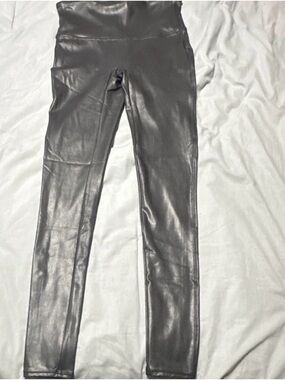 SPANX Black Leggings with Red Brand Tag